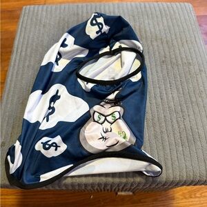 Blue and White Graphic Print Hoodie